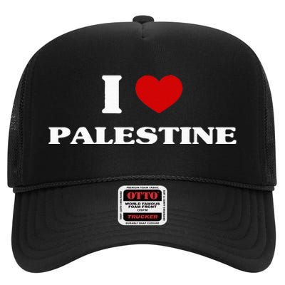 Palestine I Heart Palestine Souvenir I Love Palestine High Crown Mesh Back Trucker Hat