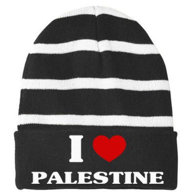 Palestine I Heart Palestine Souvenir I Love Palestine Striped Beanie with Solid Band