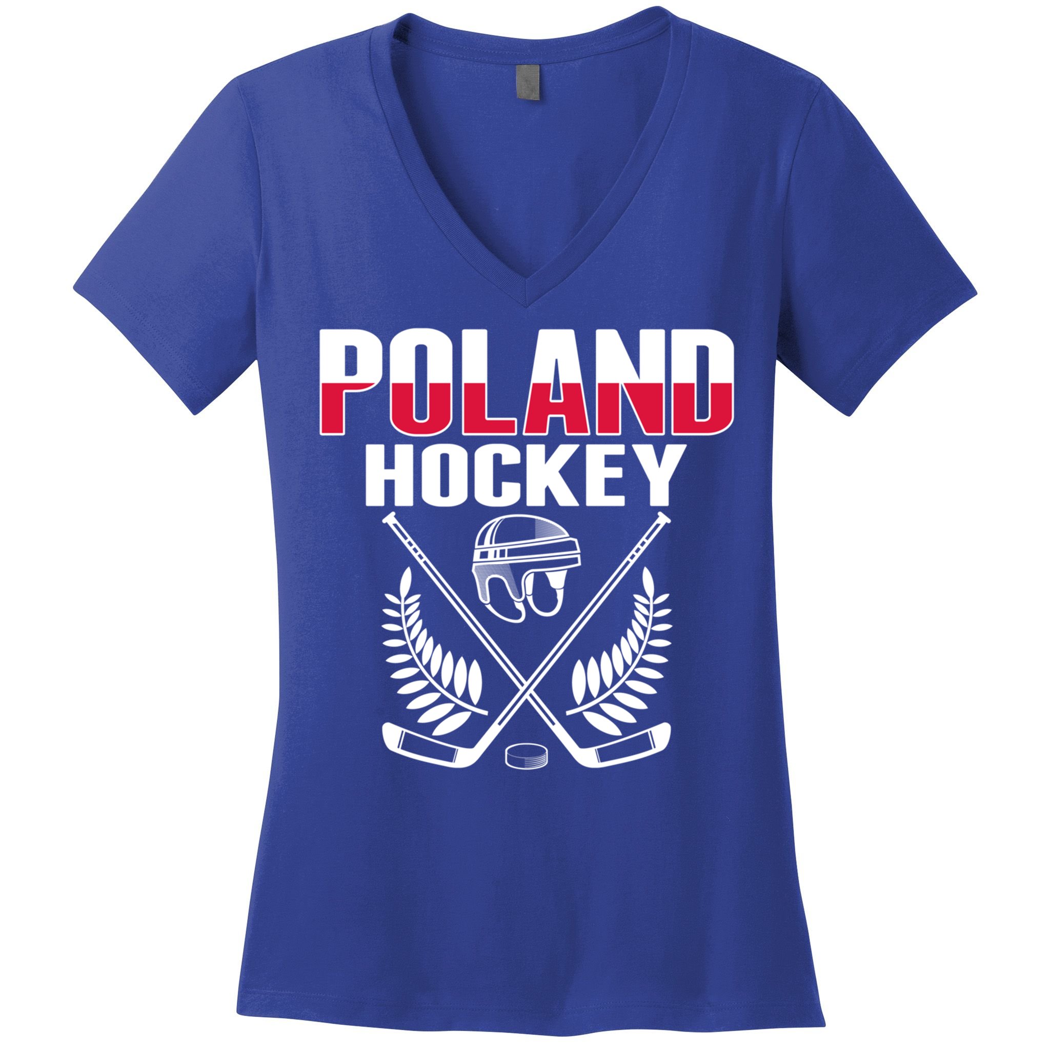 Poland Ice Hockey Fans Jersey Polish Hockey Team Supporter Gift Women's V-Neck T-Shirt