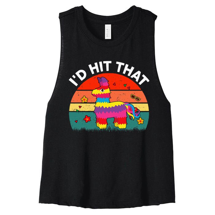 Pinata Id Hit That Cinco De Mayo Funny Mexican Women's Racerback Cropped Tank