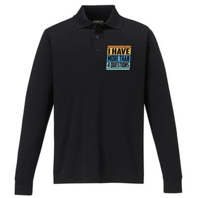 Passover I Have More Than 4 Questions Performance Long Sleeve Polo