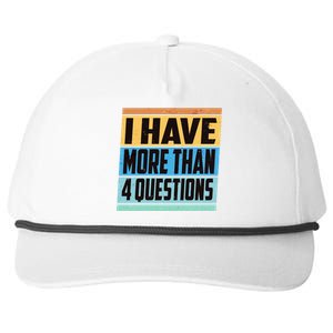 Passover I Have More Than 4 Questions Snapback Five-Panel Rope Hat