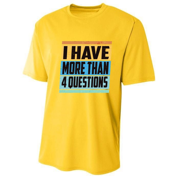 Passover I Have More Than 4 Questions Youth Performance Sprint T-Shirt