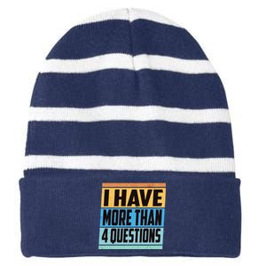 Passover I Have More Than 4 Questions Striped Beanie with Solid Band