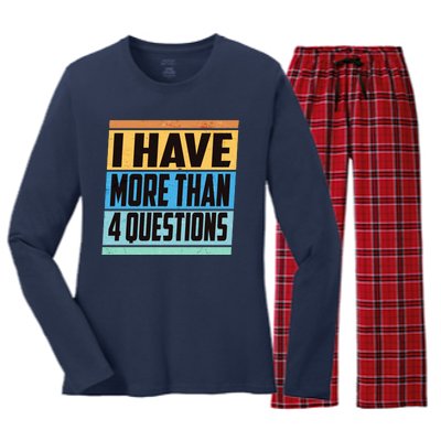 Passover I Have More Than 4 Questions Women's Long Sleeve Flannel Pajama Set 