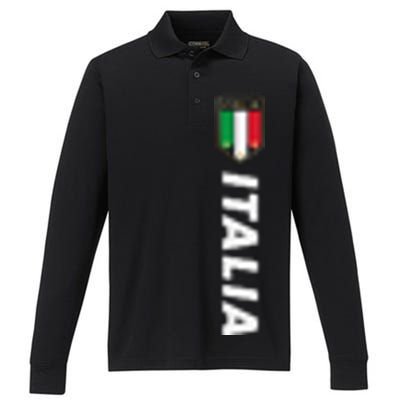 Proud Italian Italia Design Italian Soccer Jersey Style Performance Long Sleeve Polo