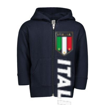 Proud Italian Italia Design Italian Soccer Jersey Style Toddler Zip Fleece Hoodie