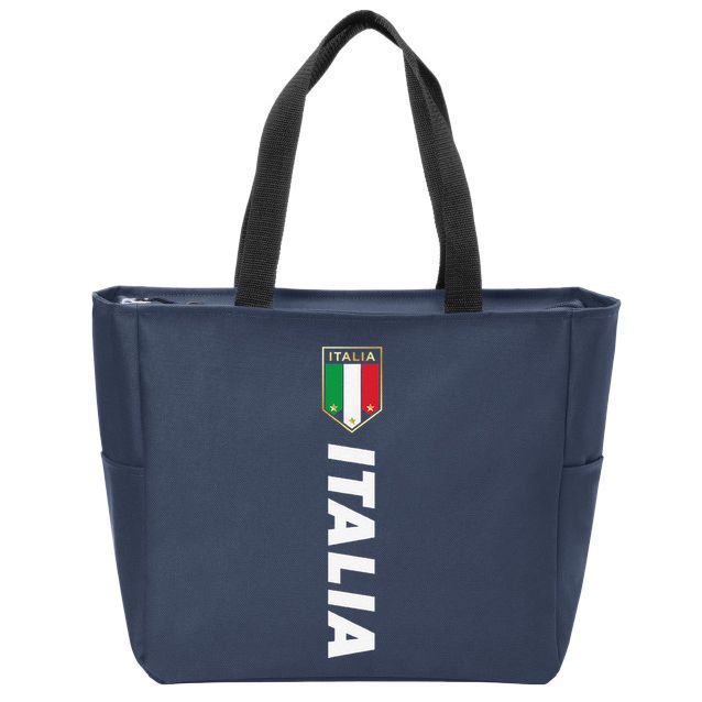 Proud Italian Italia Design Italian Soccer Jersey Style Zip Tote Bag