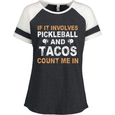 Pickleball If It Involves Enza Ladies Jersey Colorblock Tee