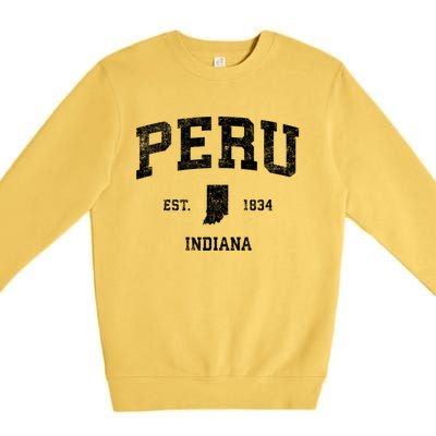 Peru Indiana In Vintage Sports Premium Crewneck Sweatshirt