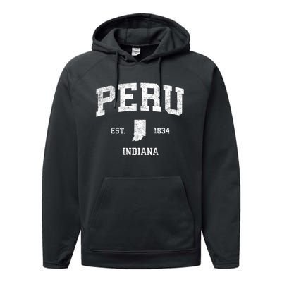 Peru Indiana In Vintage Sports Performance Fleece Hoodie