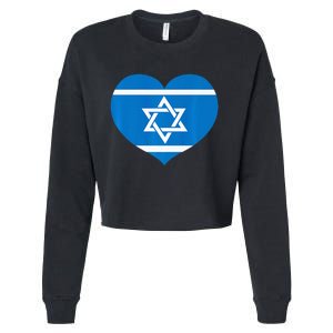 Peace In Israel Support Israel Heart Love For Israel Cropped Pullover Crew