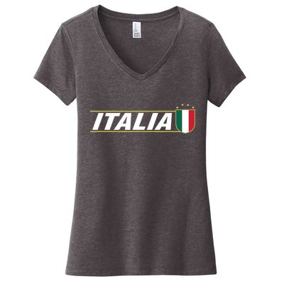 Proud Italian Italia Design Italian Soccer Jersey Style Women's V-Neck T-Shirt