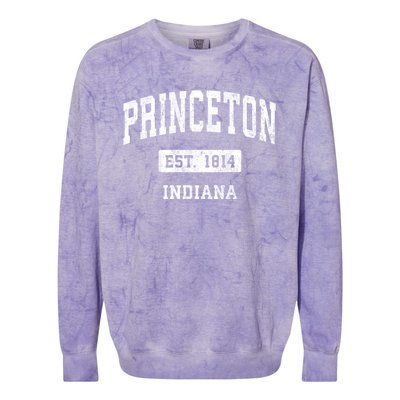 Princeton Indiana In Vintage Sports Established Colorblast Crewneck Sweatshirt