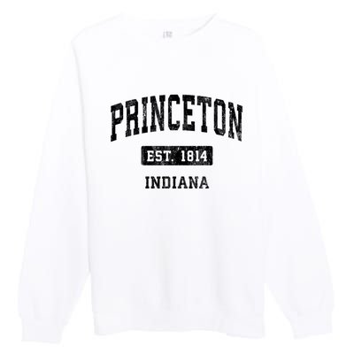 Princeton Indiana In Vintage Sports Established Premium Crewneck Sweatshirt