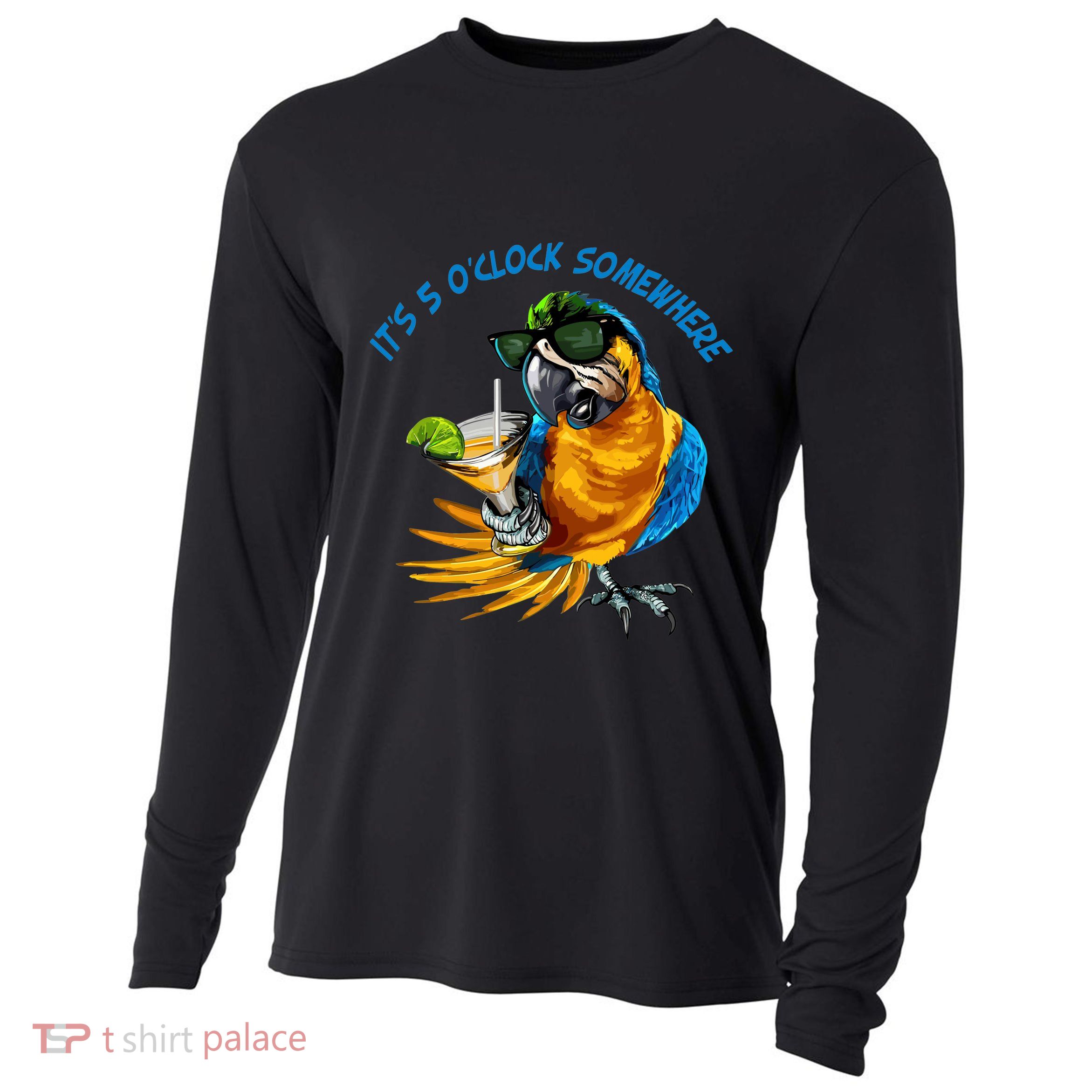 Parrot It Is 5 Oclock Somewhere Summer Vacation Cooling Performance Long Sleeve Crew