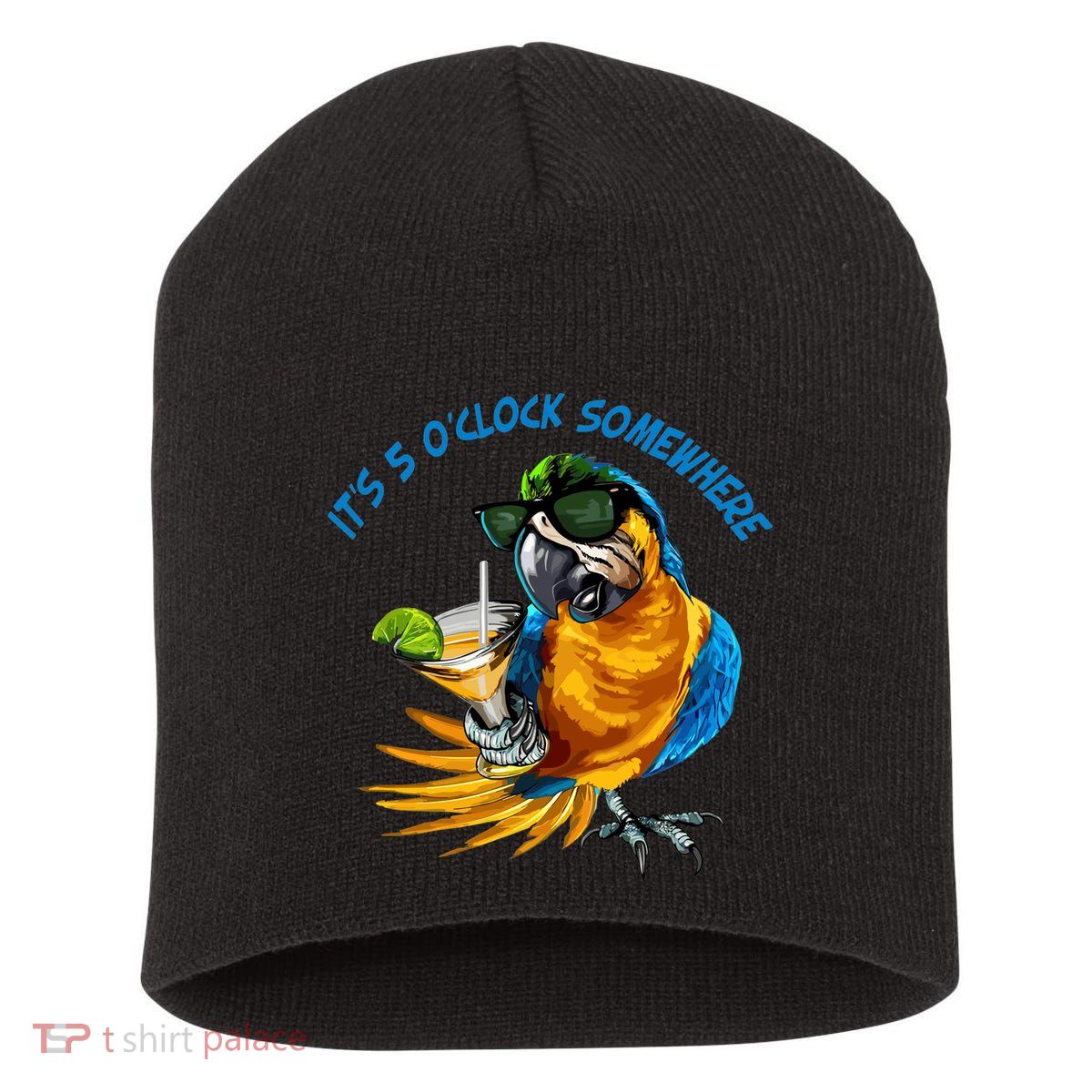 Parrot It Is 5 Oclock Somewhere Summer Vacation Short Acrylic Beanie
