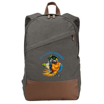 Parrot It Is 5 Oclock Somewhere Summer Vacation Cotton Canvas Backpack