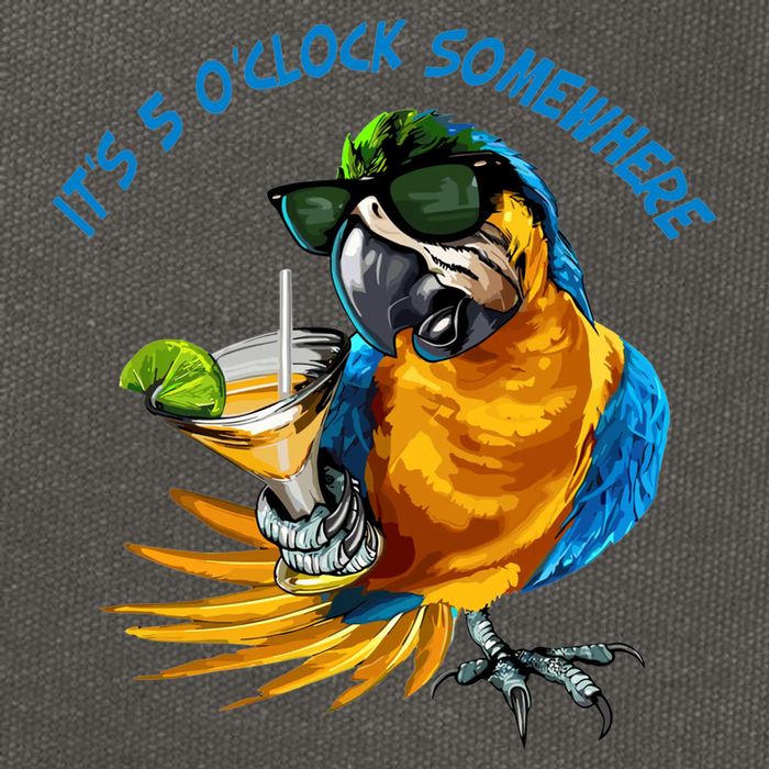Parrot It Is 5 Oclock Somewhere Summer Vacation Cotton Canvas Backpack