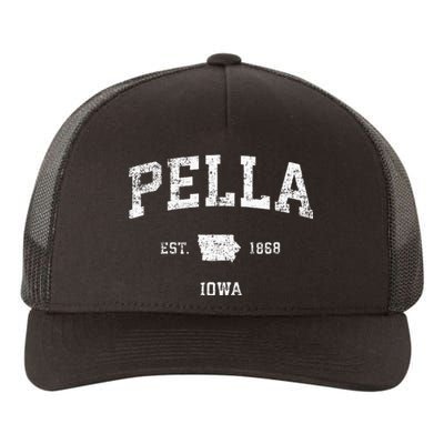 Pella Iowa IA Vintage Athletic Sports Design Yupoong Adult 5-Panel Trucker Hat