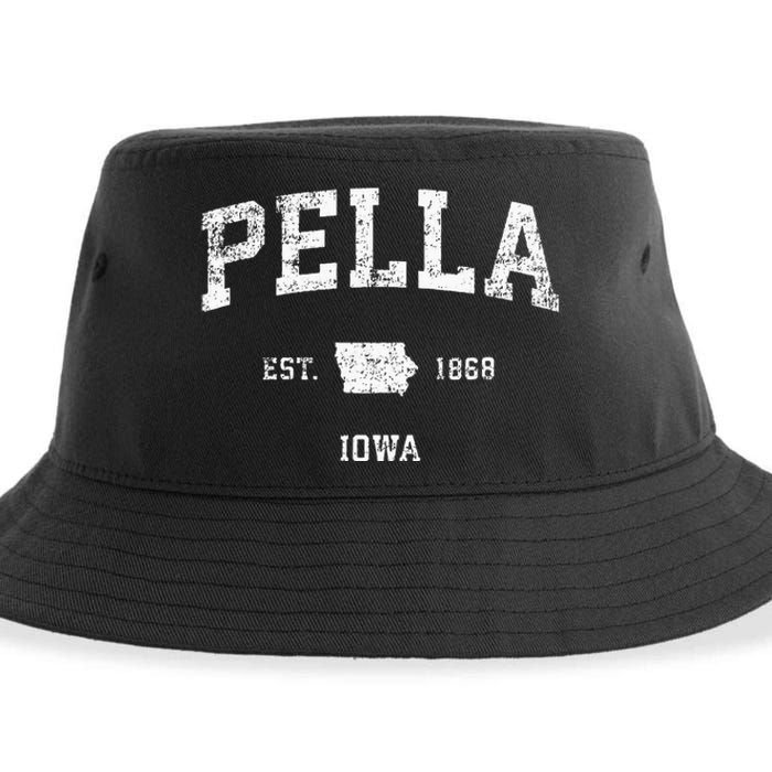 Pella Iowa IA Vintage Athletic Sports Design Sustainable Bucket Hat