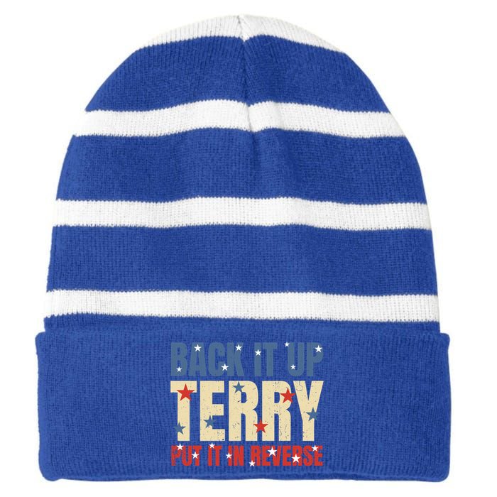 Put It In Reverse Terry Gift Funny Back It Up Terry Gift Striped Beanie with Solid Band