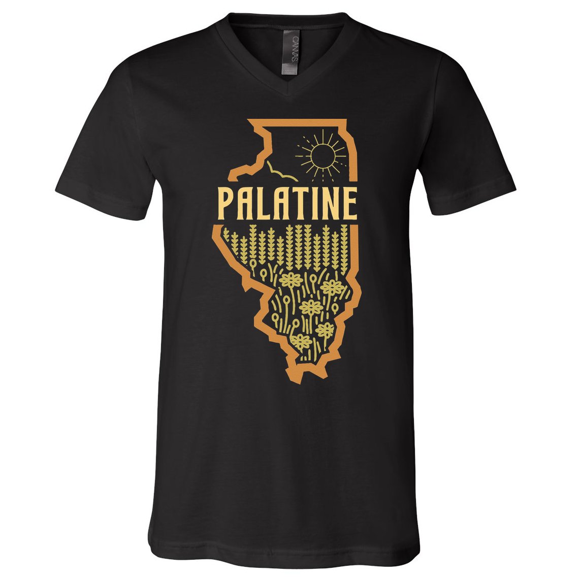 Palatine Illinois (IL) Prairie Landscape Graphic V-Neck T-Shirt