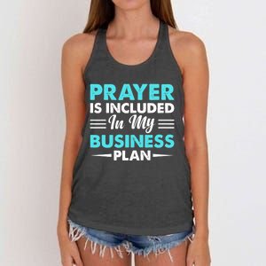 Prayer Is Included In My Business Plan Funny Boss Premium Women's Knotted Racerback Tank