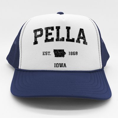 Pella Iowa Ia Vintage Sports Trucker Hat