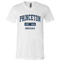 Princeton Indiana In Vintage Sports Established V-Neck T-Shirt