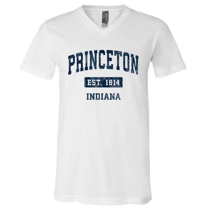 Princeton Indiana In Vintage Sports Established V-Neck T-Shirt