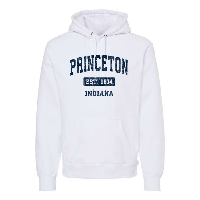 Princeton Indiana In Vintage Sports Established Premium Hoodie