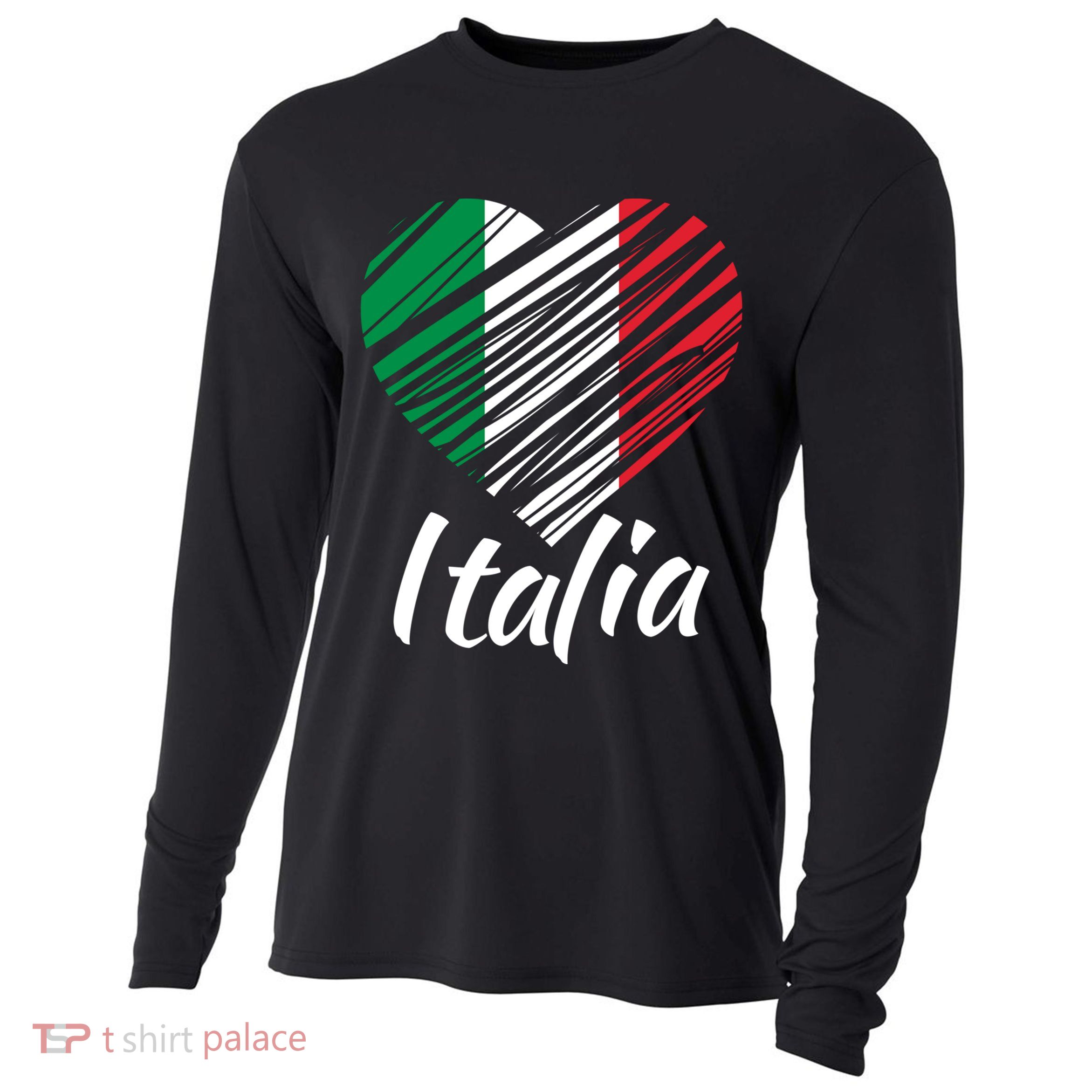 Proud Italian Italia Design Italian Heart Love Italy Gift Cooling Performance Long Sleeve Crew