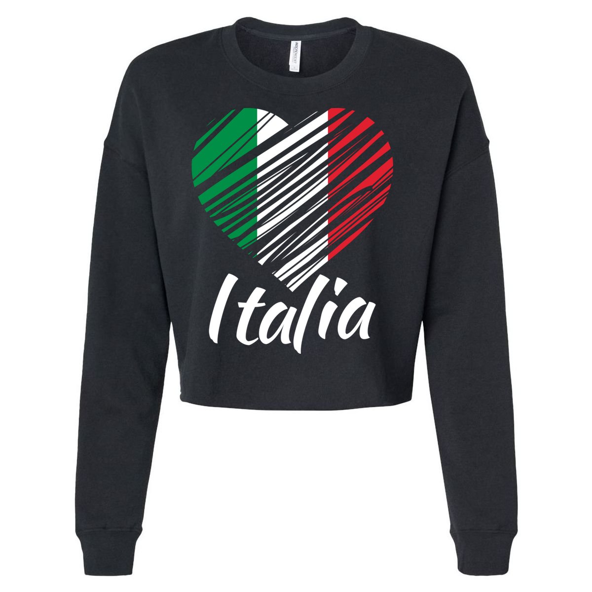 Proud Italian Italia Design Italian Heart Love Italy Gift Cropped Pullover Crew