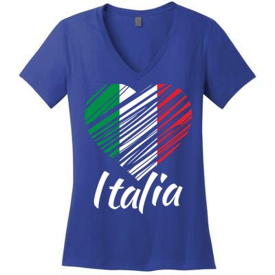 Proud Italian Italia Design Italian Heart Love Italy Gift Women's V-Neck T-Shirt