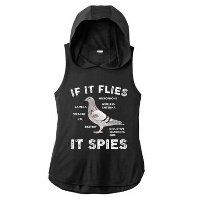 Pigeon If It Flies Spies Pigeon Anatomy Theory Bird Lover Ladies PosiCharge Tri-Blend Wicking Draft Hoodie Tank