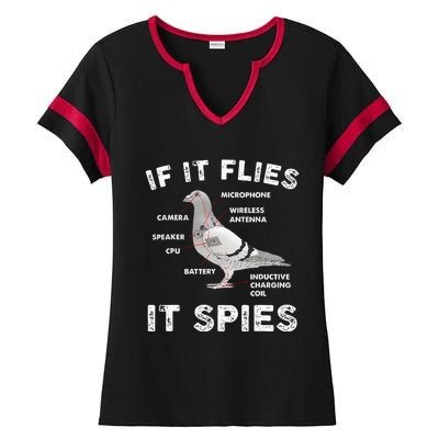 Pigeon If It Flies Spies Pigeon Anatomy Theory Bird Lover Ladies Halftime Notch Neck Tee