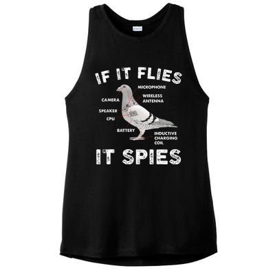 Pigeon If It Flies Spies Pigeon Anatomy Theory Bird Lover Ladies PosiCharge Tri-Blend Wicking Tank