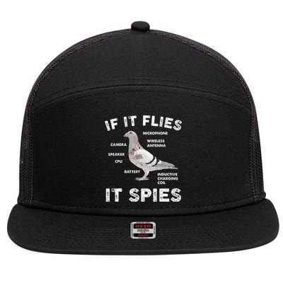 Pigeon If It Flies Spies Pigeon Anatomy Theory Bird Lover 7 Panel Mesh Trucker Snapback Hat