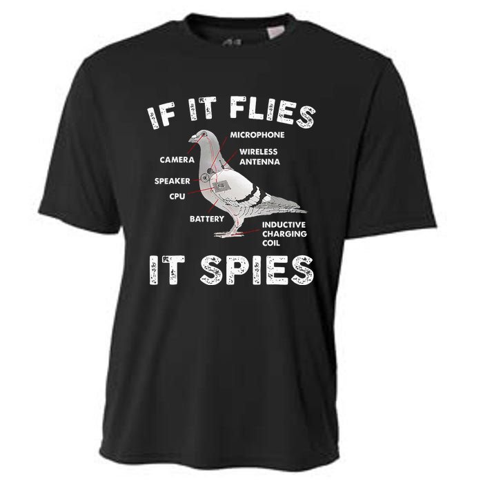 Pigeon If It Flies Spies Pigeon Anatomy Theory Bird Lover Cooling Performance Crew T-Shirt