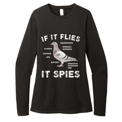 Pigeon If It Flies Spies Pigeon Anatomy Theory Bird Lover Womens CVC Long Sleeve Shirt