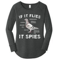 Pigeon If It Flies Spies Pigeon Anatomy Theory Bird Lover Women's Perfect Tri Tunic Long Sleeve Shirt