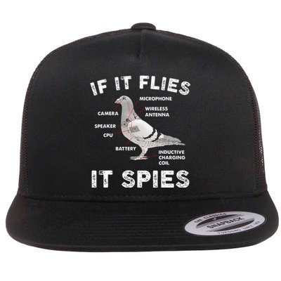 Pigeon If It Flies Spies Pigeon Anatomy Theory Bird Lover Flat Bill Trucker Hat