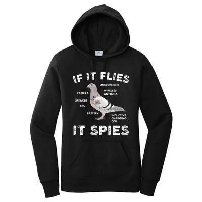 Pigeon If It Flies Spies Pigeon Anatomy Theory Bird Lover Women's Pullover Hoodie