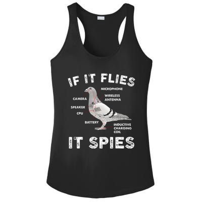 Pigeon If It Flies Spies Pigeon Anatomy Theory Bird Lover Ladies PosiCharge Competitor Racerback Tank