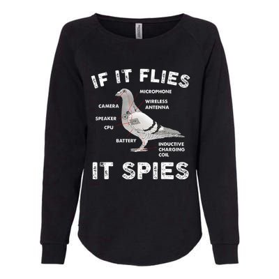 Pigeon If It Flies Spies Pigeon Anatomy Theory Bird Lover Womens California Wash Sweatshirt