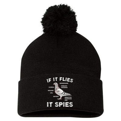 Pigeon If It Flies Spies Pigeon Anatomy Theory Bird Lover Pom Pom 12in Knit Beanie