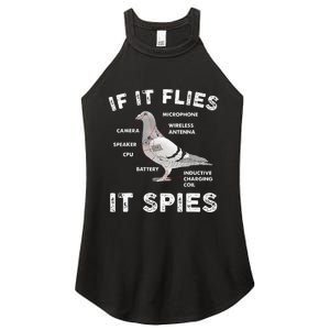 Pigeon If It Flies Spies Pigeon Anatomy Theory Bird Lover Women's Perfect Tri Rocker Tank