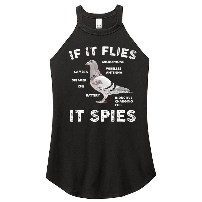 Pigeon If It Flies Spies Pigeon Anatomy Theory Bird Lover Women's Perfect Tri Rocker Tank