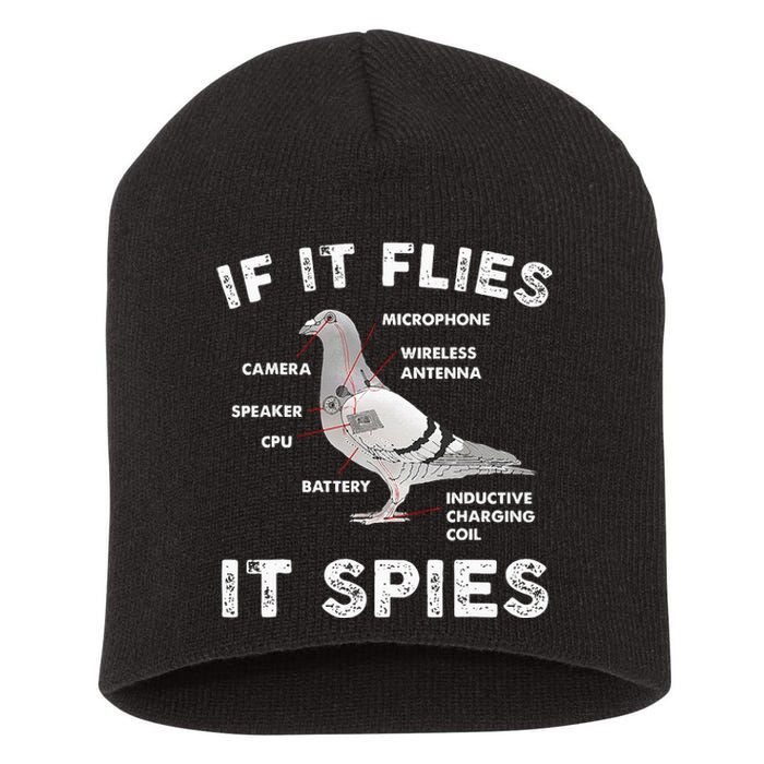 Pigeon If It Flies Spies Pigeon Anatomy Theory Bird Lover Short Acrylic Beanie